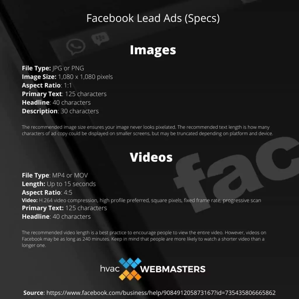 Facebook Lead Ad Specs